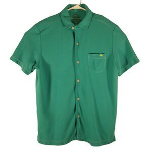Tommy Bahama shirt mens M Medium teal green supima cotton blend short sleeve